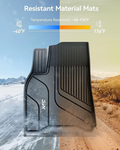 3W Tesla Model Y Floor Mats 2020-2024 2025(Not for Juniper), Cargo Liners & Frunk & Seatback Protector Mats,TPE Custom Fit All Weather, Full Set, Accessories 5-Seater