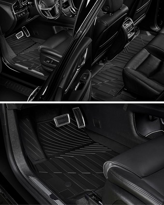 3W Floor Mats for Cadillac XT4 2019-2024 2025, Custom Fit TPE All Weather Car Accessories Cadillac XT4 Floor Liner, 1st and 2nd Row Car Mats Black
