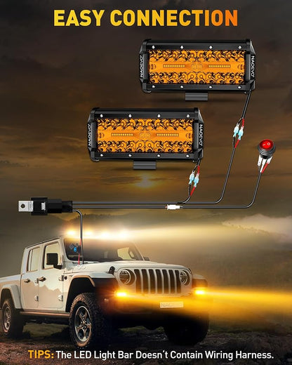 NAOEVO 7 Inch Amber LED Light Bar, 240W 24,000LM Offroad Fog/Driving Lights with Spot Flood Combo, LED Pods for Truck Boat UTV ATV, 2 Pack (Amber)