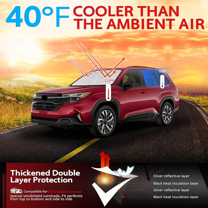 KAYZT Windshield Sun Shade for 2025-2026 Su-baru Forester Foldable Sunshade Front Window Custom Fit Car Accessories