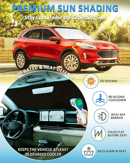 Sun Shade for Escape Windshield Sunshade Custom fit for 2013-2019 Ford Escape Car Accessories Foldable Front Window Cover Shield Visor Protector Keep Interior Cool