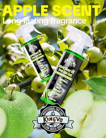 Car Interior Cleaner Spray, Multipurpose Leather Seat Cleaner Upholstery Car Cleaning Kit Auto Dashboard Vinyl Detailing Supplies Kit,Green Apple Scent