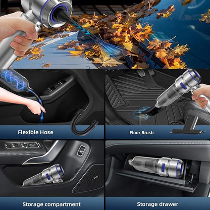 WINWEND Portable Car Vacuum - 22000PA Cars Vacuum Cleaner High Power 4 in 1 Compressed Air Duster & Air Blower & Pump Hand Held Vacuums Cordless with Brushless Motor for Car Home Office Blue