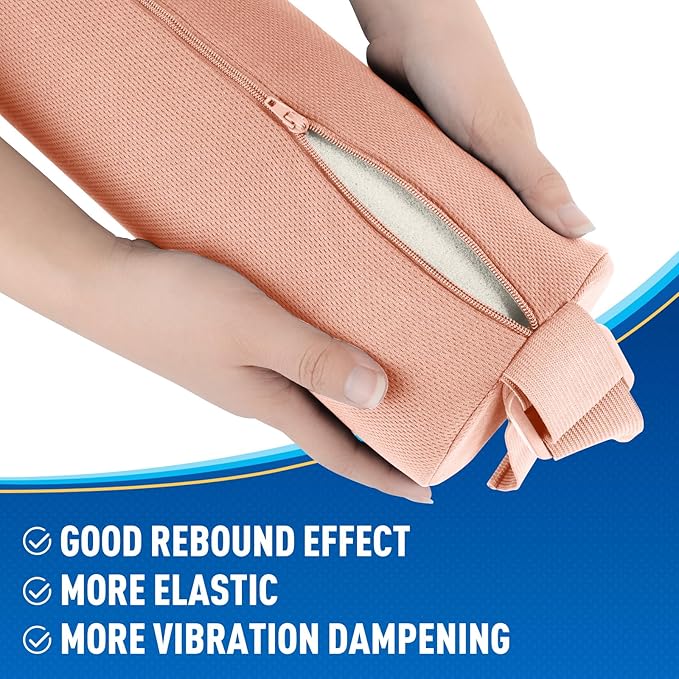 Lumbar Roll Support Pillow for Office Chair, Car, Gaming Chair, Memory Foam Back Cushion with Washable Cover for Relieving Back Pain & Improving Posture, Large,Pink