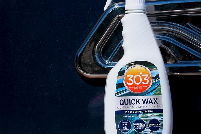 303 (30213-6PK) Marine Quick Wax - Quick And Easy Spray On Wax - 90 Days Of Protection - Provides a Slick, Protective, Glossy Shine - Use On Wet Or Dry Surfaces - Carnauba Wax, 32 fl. oz. 6 Pack