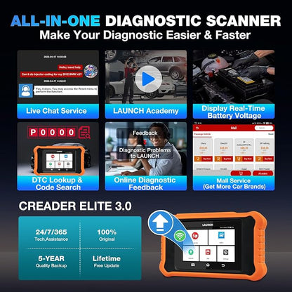 Launch Creader Elite 3.0 Bidirectional Scan Tool fit for Toyota/Lexus, 2026 Full System OBD2 Scanner, All Reset Service Code Reader, ECU Code, AUTO VIN, Battery Registration, Lifetime Free Update