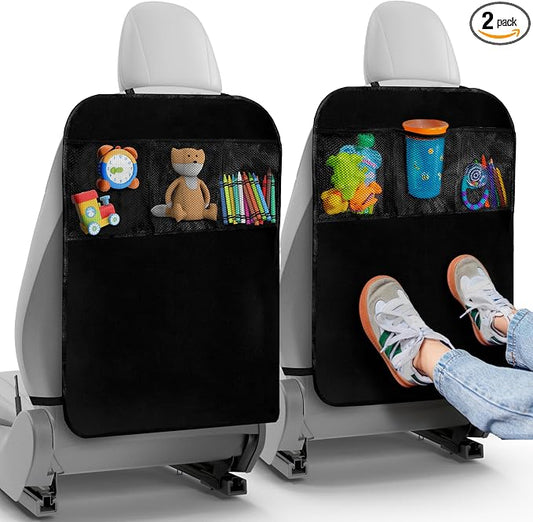 Todays Kids 2 Pack Kick Mats Back Seat Protector - Backseat Car Organizer for Kids, Car Storage Organizer, Back Seat Cars Organizers, Cars Organizers Backs Seats, Travel Accessories, 3 Pockets