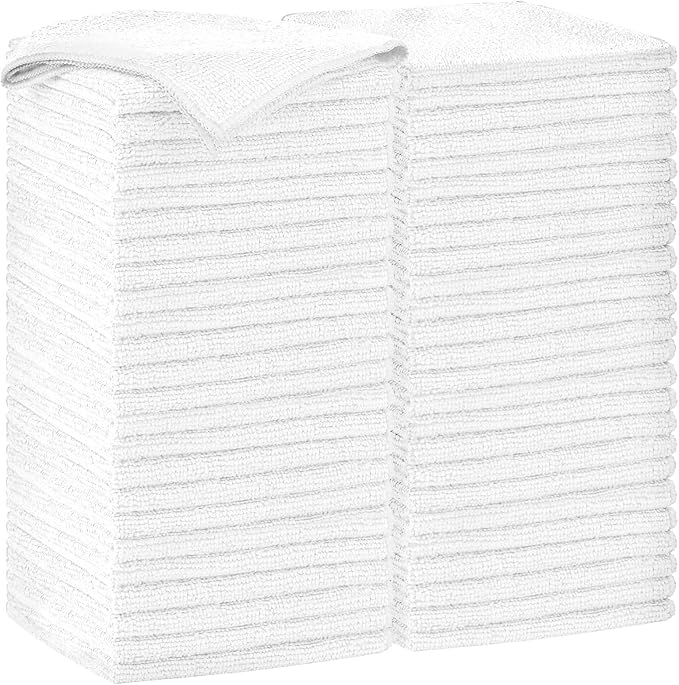 AIDEA Microfiber Cleaning Cloth White 50PK, Cleaning Rags, Microfiber Towels for Cars, Kitchen Towels Dusting Cloth, Wash Cloths, Dish Rags White, 11.5"x 11.5"