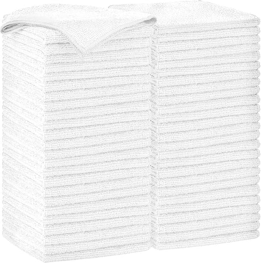AIDEA Microfiber Cleaning Cloth White 50PK, Cleaning Rags, Microfiber Towels for Cars, Kitchen Towels Dusting Cloth, Wash Cloths, Dish Rags White, 11.5"x 11.5"