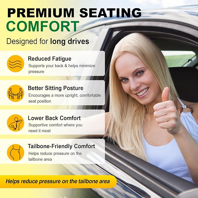kingphenix 3-Piece Car Seat Cushion Set, 1.2inch Memory Foam Comfort, 2 Front Automotive Seat Cushions + Rear Bench Cushion, Non-Slip Bottom, Fits Sedan SUV Truck Van, Car & Office Chair, Dark Grey