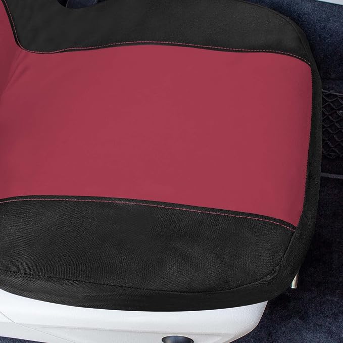 Universal Fit Chevron Flat Cloth Car Seat Covers Full Set - Burgundy