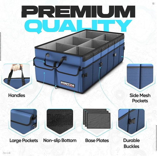 FORTEM Trunk Organizer For SUV Car Trunk Organizer, Foldable Storage, Car Accessories for Women Men, Collapsible Bag, 600D Oxford, Non Slip Bottom, Straps, Soft Cover (85L)