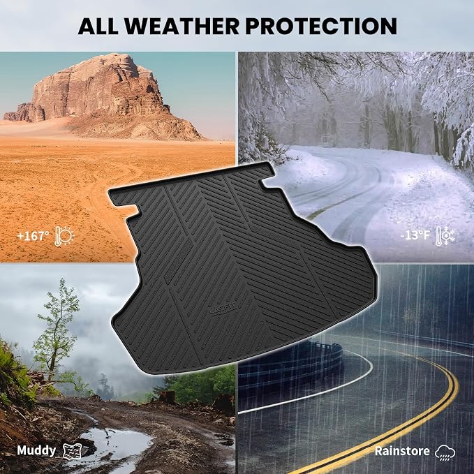 LASFIT Trunk Mat for Toyota Camry 2017 2016 2015(Not Fit Hybrid), Custom Fit TPE All Weather Cargo Mat for Camry 2015-2017 Trunk Liner Rear Cargo Liner, Black
