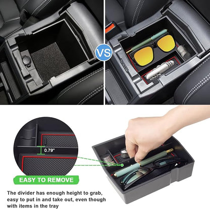 JKCOVER Upgraded Design Center Console Organizer Tray Compatible with Subaru Forester 2024 2023 2022 2021 2020 2019 Interior Armrest Insert Storage Box Easy Removal Accessories, Red Trim