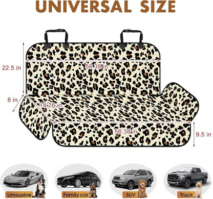 NECKORY Backseat Cover for Dogs, Waterproof and Non-Slip Pet Bench Seat Covers, Car Seat Protector for Back Seat, Universal Size Rear Car Seat Cover Fits Cars, Trucks and SUVs, L-Leopard&Black