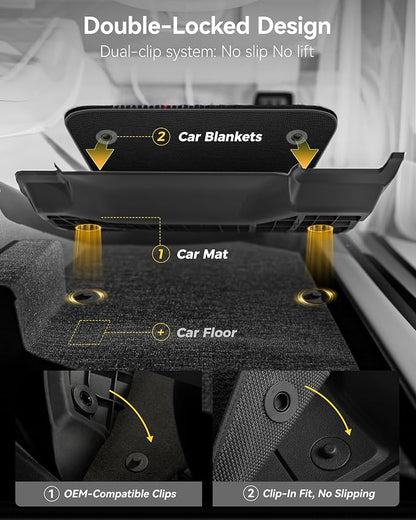 3W Tesla Model Y 2025 2026 Juniper Floor Mats, Full Set with Carpets, Metal Pedal, Double Layer, Model Y Car Accessories TPE All Weather Waterproof Custom Fit Truck Liners Premium/Performance Model