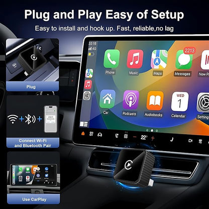 2026 Wireless CarPlay & Android Auto Adapter for iPhone & Android, 2-in-1 Mini Metal Dongle, Plug & Play Auto-Connect, Zero Latency Wireless Car Adapter for OEM Wired Radios (Black)