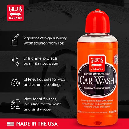Griot's Garage Super-Concentrated Car Wash for Vehicle Washing and Cleaning, Foaming Liquid Soap, Won't Strip Waxes, Sealants or Ceramic Coatings, pH Balanced, 11102, 16oz