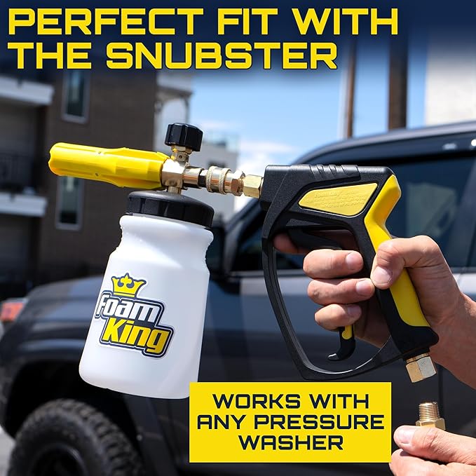 Clean Car USA Foam King Foam Cannon for Pressure Washer, Car Wash Soap Sprayer with 1/4" Quick Connector, Wide-Neck Bottle, Adjustable Snow Foam Blaster for Auto Detailing, Trucks, Motorcycles & More