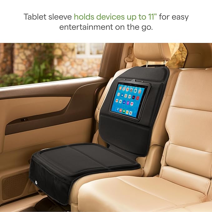 Munchkin Car Seat Cover with Tablet Holder for Under Baby Car Seats and Toddler Booster Seats, Elite Seat Guardian Protector, Rear and Forward Facing, Dark Grey