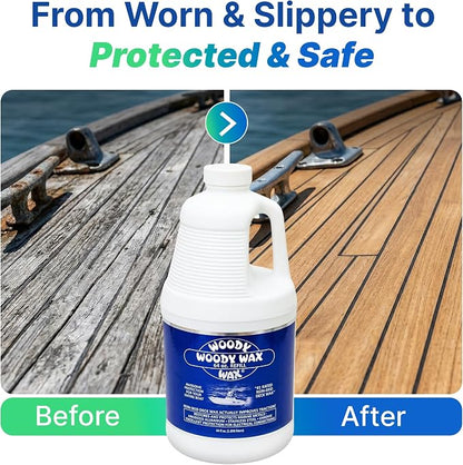 Woody Wax Boat Protection Refill Pack, Non-Skid Deck Wax & Professional Metal Restorer, All-In-One Marine Protection for Decks, Hulls & Towers; No-Buff Formula Against Corrosion & Saltwater, 64 oz