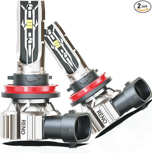 RENO H11 Fog Light Bulbs, Powersports ATV UTV Fanless H11 H16(JP) Fog Light, of 2 Powersports ATV UTV