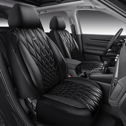 CAR PASS CRV Seat Covers Full Set Custom Fit for Honda CRV HRV 2017-2022, CR-V HR-V Luxury Premium Waterproof Nappa Leather Seat Covers, Anti-Slip Comfortable Airbag Compatible Full Black