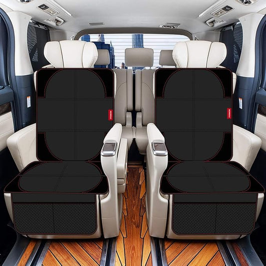 MORROLS Car Seat Protector, 2 Pack Carseat Protector with Thick Padding, Baby/Pets for Child Car Seat-Mesh Pockets-Waterproof-Universal Size(Black)