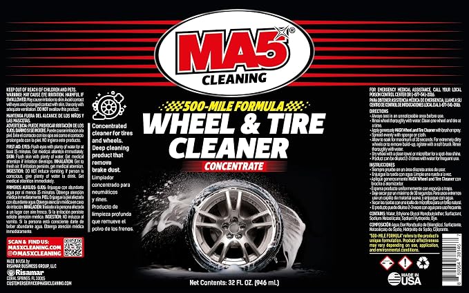 MA5X Wheel and Tire Cleaner | Concentrated, Brake Dust Remover | Wheel Cleaner Spray | 32oz Bottle | Pack of 2
