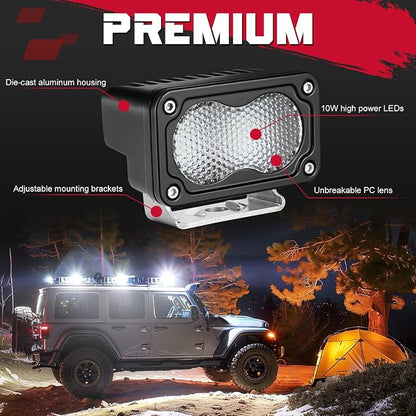 OFFROADTOWN 3 Inch LED Pods 40W Driving Light Bar Off Road Lights LED Cubes Fog Light Bumper Grille Backup Lights for Truck Pickup ATV UTV SUV Heavy Duty