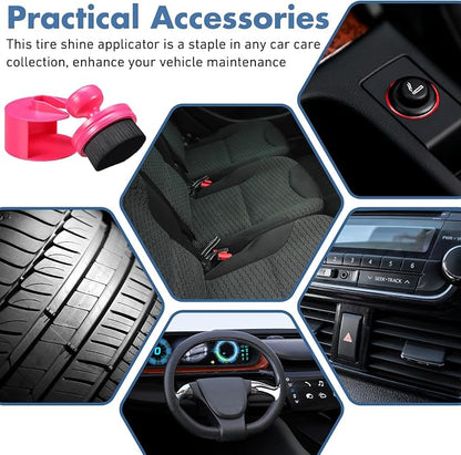 Wenqik 1 Pack Tire Shine Applicator Brush Automotive Tire Shine Brush Dressing Applicator with Storage Stand Portable Car Detail Brushes for Auto Detailing Care and Auto Wash Cleaning Service Kit
