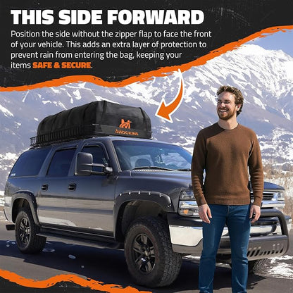 Mockins 90"x50"x5" XXL Heavy Duty Roof Rack Cargo Carrier w/ 250 Lbs. Cap | With 50 Cu Ft Waterproof Soft Vinyl Rooftop Cargo Bag | Roof Basket for SUV Car Truck RV & Van w/ Car Top Carrier Accessories