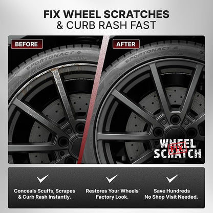 Wheel Scratch Fix® Dark Grey Magic Car Scratch Remover Pen - Alloy Wheel Touch Up Paint Pen for Cars, Curb Rash Removal with Fast-Drying & Long-Lasting OEM Finish, Vehicles Rim Repair Paint for Chip (Satin Dark Gray (Pen Only))