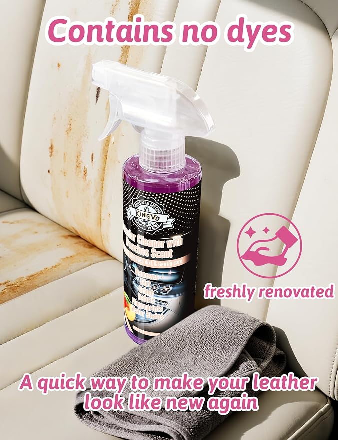 Kingvo Car Interior Cleaner, Interior Cleaner Carpet Dashboard Vinyl Sofa Leather Shiny Car Stuff Detailing Kit Cleaning Supplies,Peach Scent