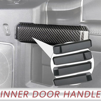 TQPONLY Interior Inner Door Handle Cover Trim | Fits 2015-2020 Ford F150 SuperCrew Truck Accessories Replacement | 1 Set Front and Rear Door Armrest Pull Handle (Carbon Fiber)