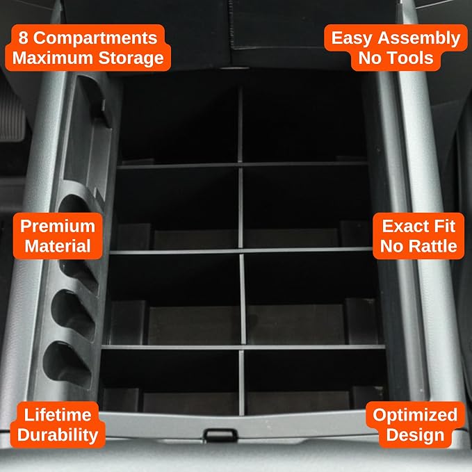 Vehicle OCD - Center Console Organizer for Ford F150 (2004-2014) (Column Shift w/Bucket Seats Only) - Made in USA - SLX104