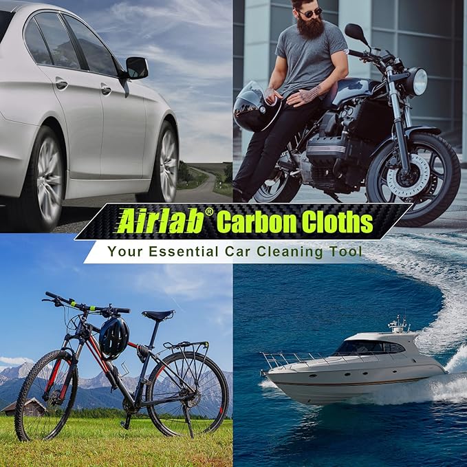 Airlab Carbon Microfiber Towels for Car Glass Window Polishing Cleaning Cloth Auto Detailing Lint Free Streak Free Drying Car Wash Large Towel, Pack of 2, 20" x 16", Grey-Green