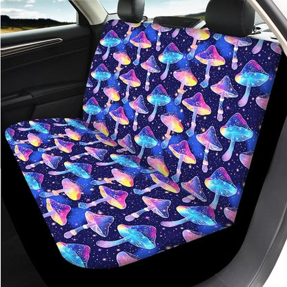 14 Piece Mushroom Car Seat Cover Set with Armrest Steering Wheel Cover Headrest Cover Car Cup Holder Coasters Seat Belt Pad and Key Chain Universal Fit Most Cars SUV Trucks,Purple