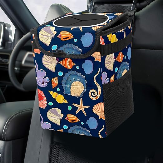 Car Trash Can – Multi-Purpose, Lightweight and Portable with Durable Water-Resistant Coating, No Installation Required, Practical and Ample Capacity, Variety of Colors.Conch Shell
