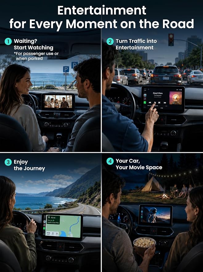 Magic AI Box, Wireless CarPlay/Android Auto Adapter, Car Video Box Supports for Netflix/YouTube/TikTok/TF Card, DriveChat AI Smart Box with GPS/Dual Bluetooth