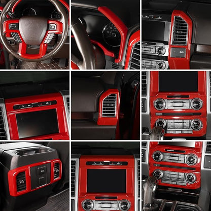 JeCar 16pcs Full Set Red Interior Trim Kit Fit for 2015-2020 Ford F150 Interior Accessories