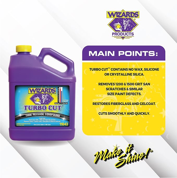 Wizards Turbo Cut Buffing Compound for Car Scratch Repair - 1 Gallon - Removes 1200-1500 Scratches - Rubbing Compound for Cars & Boats - Paint Restorer for Vehicles