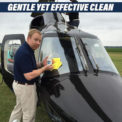 Plane Perfect Eyes Outside Windshield Cleaner - Aviation & Multi Surface Glass, Plastic, Plexiglass - Streak Free, Non Abrasive, Reduces Fog, UV Safe for Airplanes, Cars, Boats & LCD Screens | 128 Oz