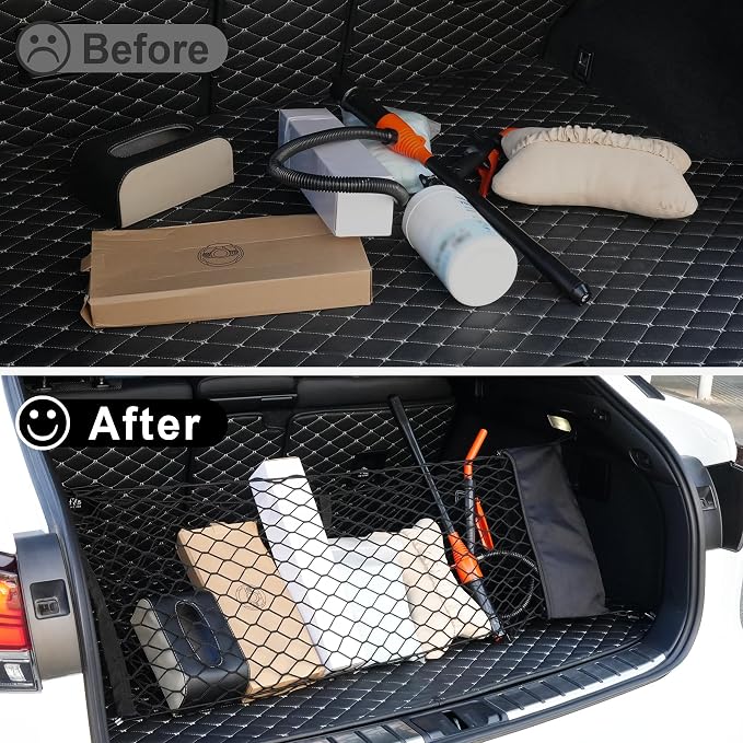 Amiss Envelope Style Truck Bed Cargo Net with Side Organizer, Fits for 2017-2025 Honda Ridgeline Accessories, Portable Storage and Highly Elastic Organizer with Hook, Car Exterior Accessories.