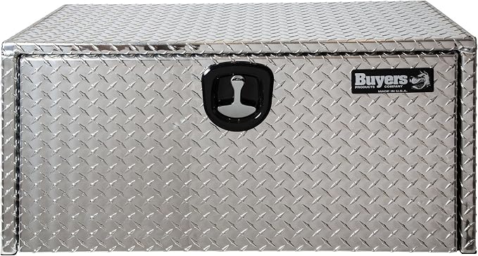 Buyers Products 1705153 Diamond Tread Aluminum Underbody Truck Tool Box, 14 x 12 x 30, Made in USA, .100 in. Thick, Corrosion Resistant, Locking Compression Latch, Secure Storage for Work Trucks