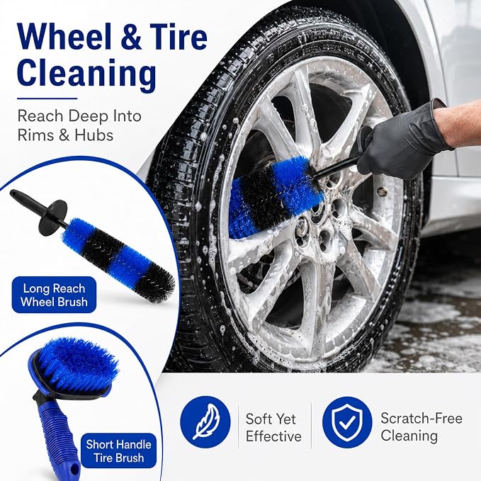 30 PCS Car Detailing Kit - Car Cleaning Wash Brush Set, Auto Interior Detailing Washing Brush Kit Tool, Car Cleaning Supplies, Exterior Wheel Drill Brush, Automotive Tools Detailing Brushes