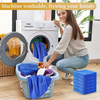 20 Pcs Car Microfiber Towels Premium Ultra Soft Car Detailing Towel Cloths Edgeless Microfiber Plush Towels for Cars Wash, Home Cleaning & Pet Drying Cloths, 16 Inch x 16 Inch, Dark Blue