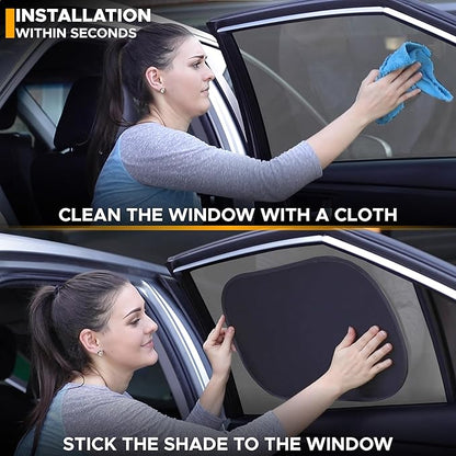 EcoNour Car Window Shades for Baby (2 Pack Transparent) | Sun Shade Window for Kids | Shades for Side Windows | Automotive Sun Protection from UV & Sun Glare | Car Baby Accessories | Medium 20"x12"