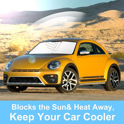 TINGLU Sun Shade for Volkswagen VW Beetle 2012-2019 Accessories Windshield Sun Shade Window Shade UV Rays Protection Sun Visor Cover with Steering Wheel Sunshade Storage Bag