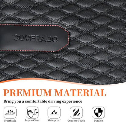 Coverado Front Seat Covers, 2PCs Seat Covers for Cars, Car Seat Cushion Waterproof Leather Car Seat Protector, Driver Seat Cover Universal Fit for Most Sedans SUV Truck Black&Red
